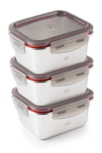 Hovedbilde LACOR Mikrob&oslash;lgesikker matboks i st&aring;l, 3pk