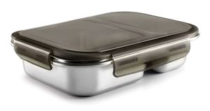 Hovedbilde Mikrob&oslash;lgesikker matboks i st&aring;l med to rom fra LACOR